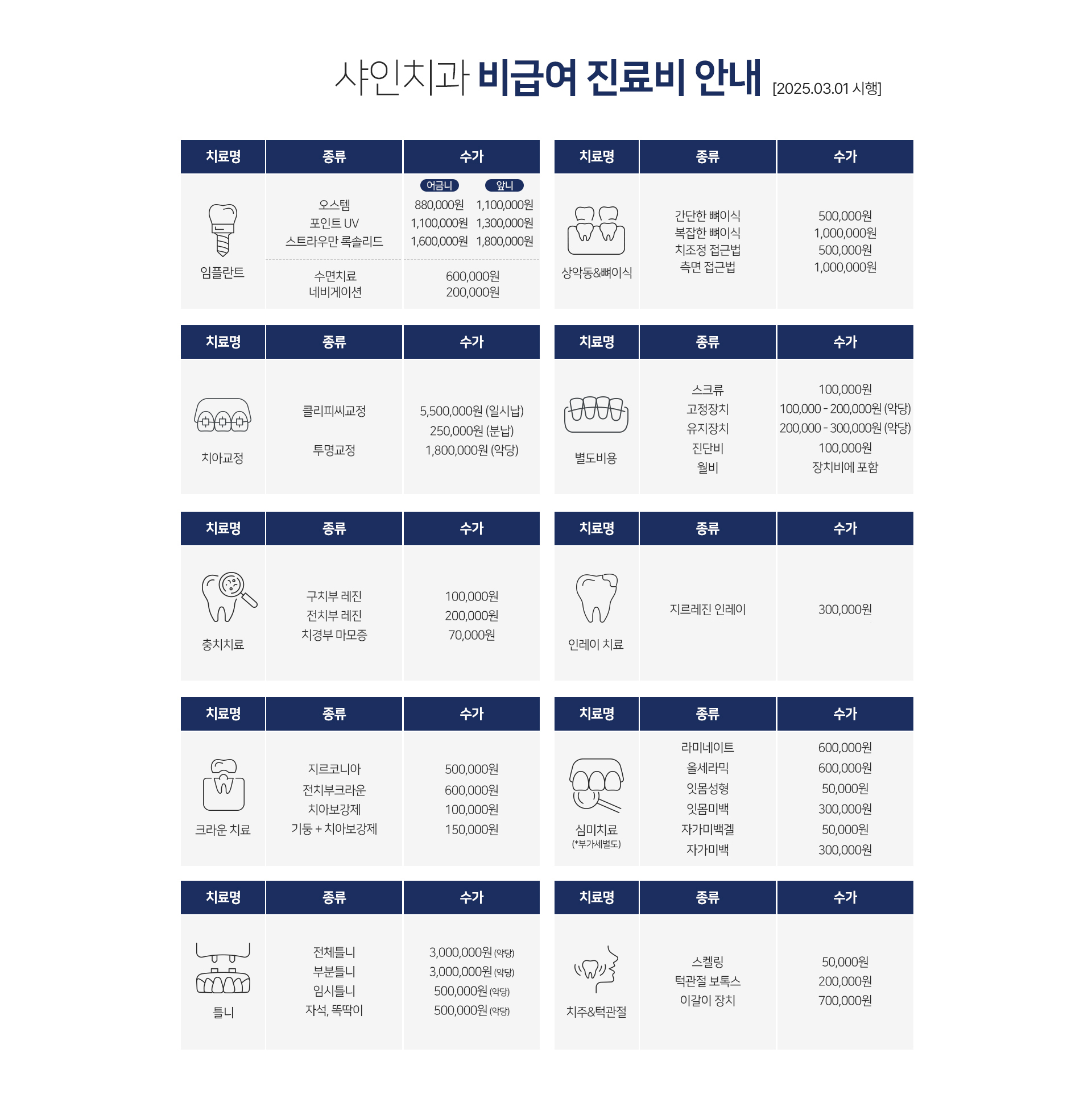 샤인치과-비급여-진료비-안내